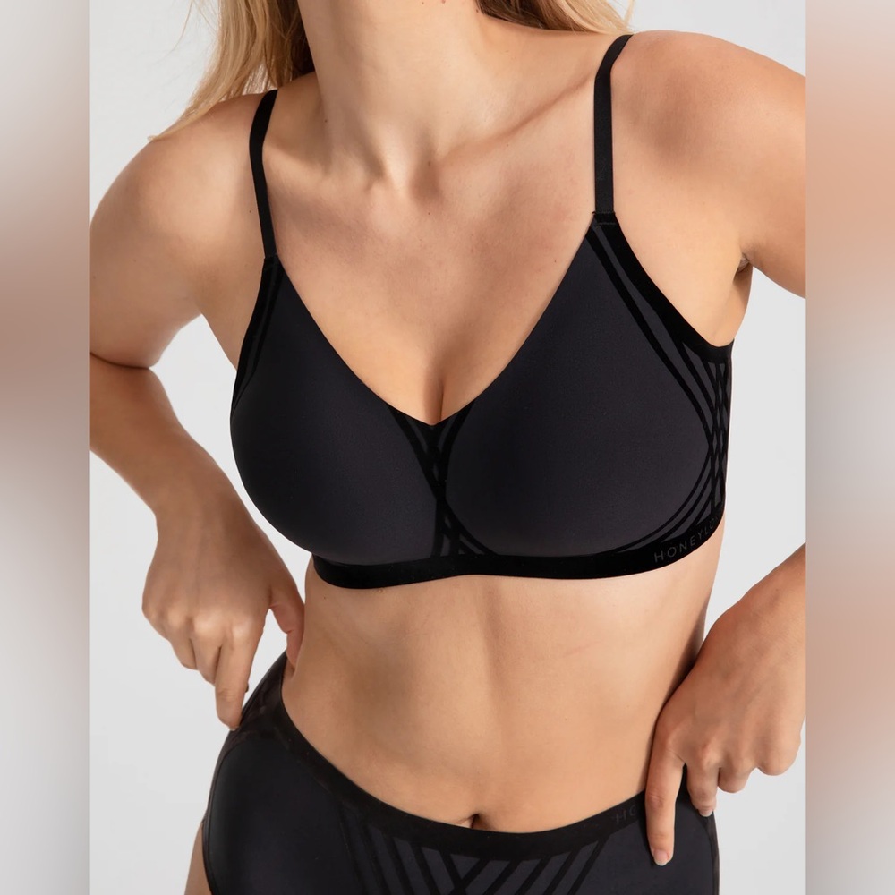 Honeylove Black Silhouette Bra, Size Medium